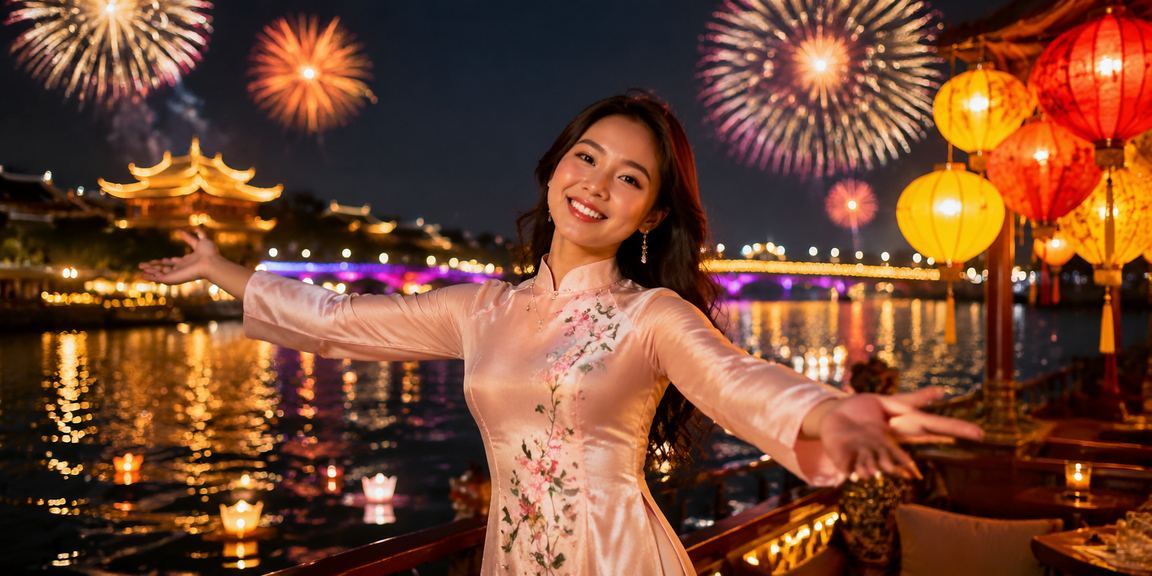 Quang cảnh bóng đèn lồng tại Hội An vào ban đêm